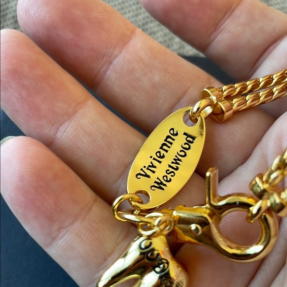 VIVIENNE WESTWOOD Gold Double Chain Bracelet with Tooth Charm - Picture 3 of 7